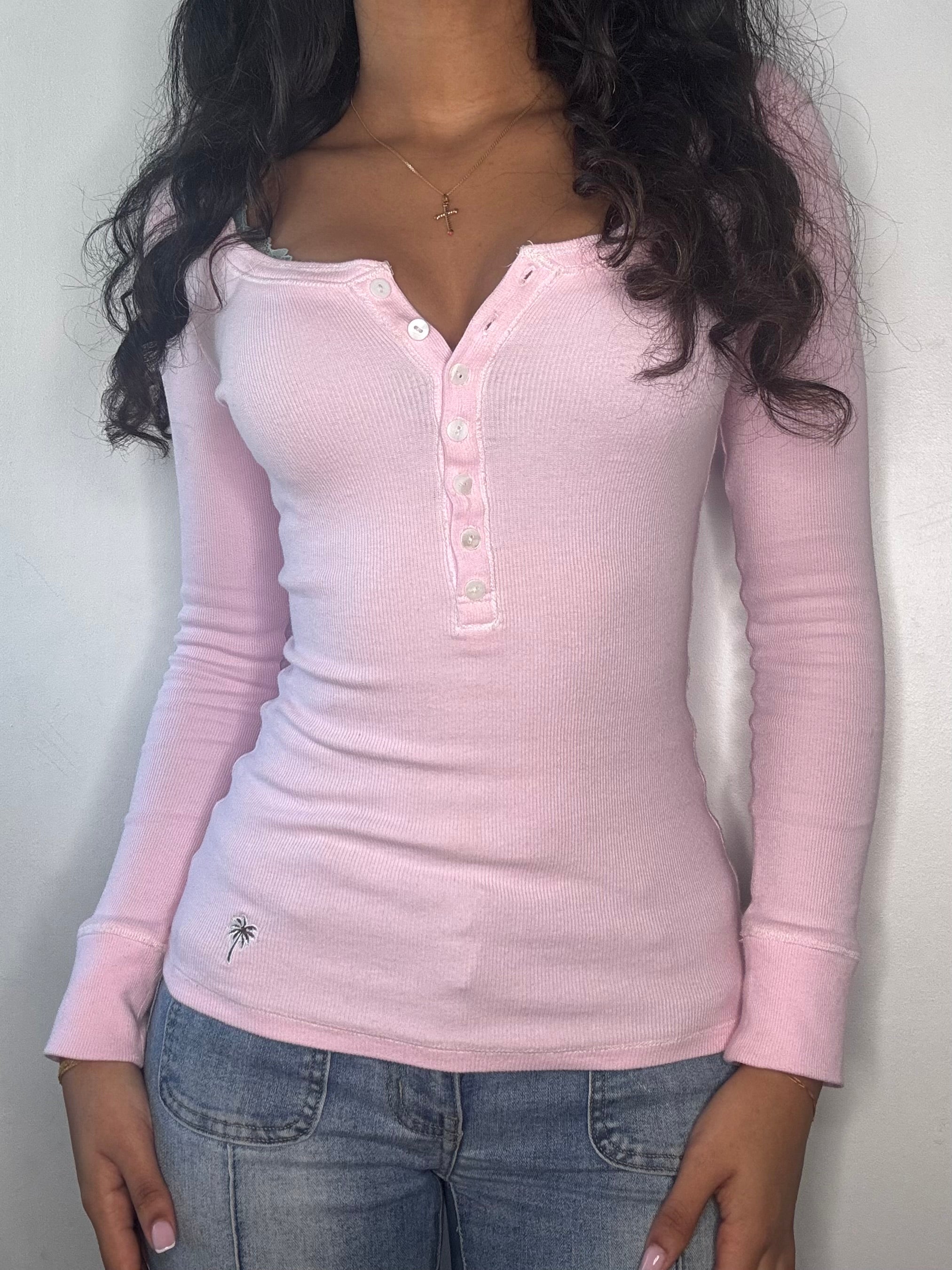 Original Slim Fit Long Sleeve Henley Button Up Top